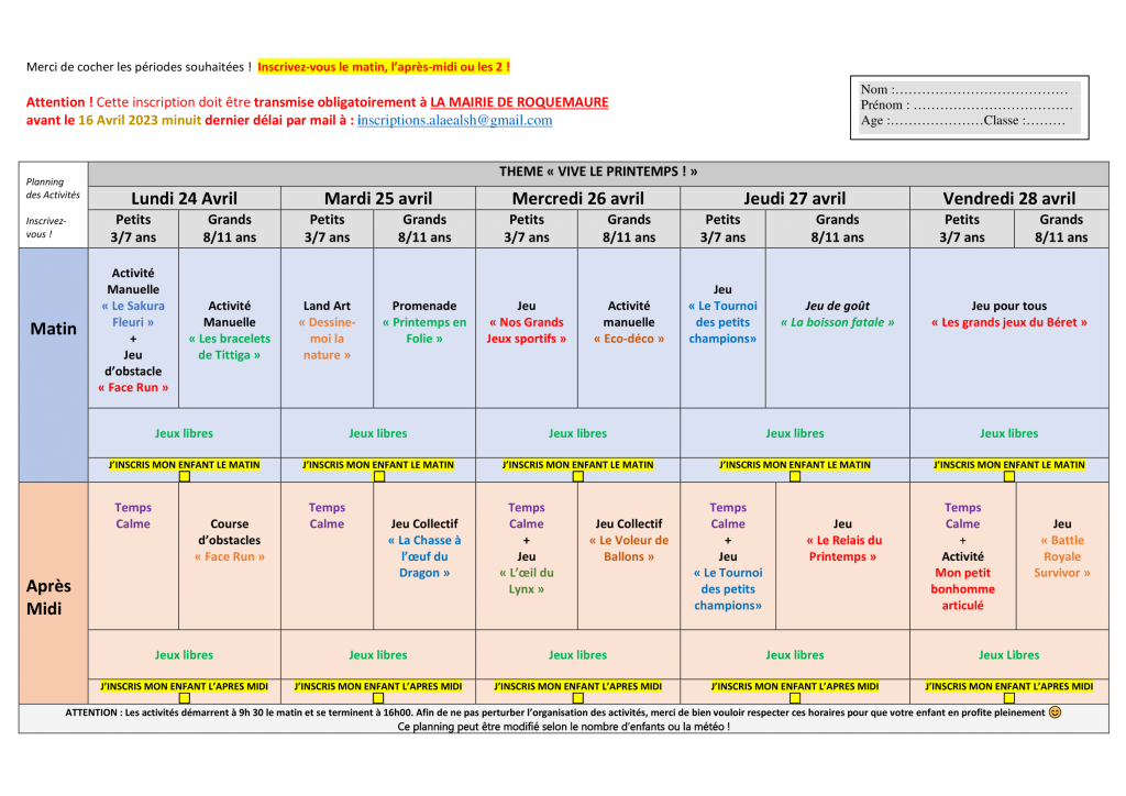 1 - Fiche inscription ALSH Printemps 2023-2