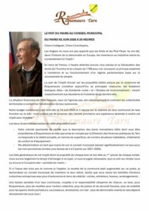 LE MOT DU MAIRE